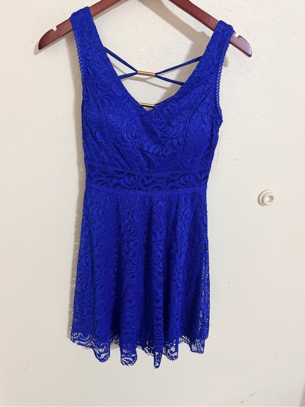 Lace Fit & Flare Dress in Royal Blue